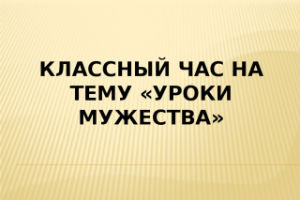 Классный час  «Урок мужества»